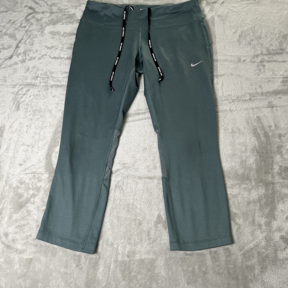 Nike Women's Green Dri-Fit Power Speed Compression Running Capri Tights Medium